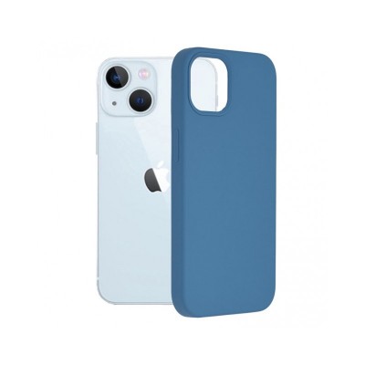 Husa iPhone 13 mini, SIlicon Catifelat cu interior Microfibra, Albastru Marine